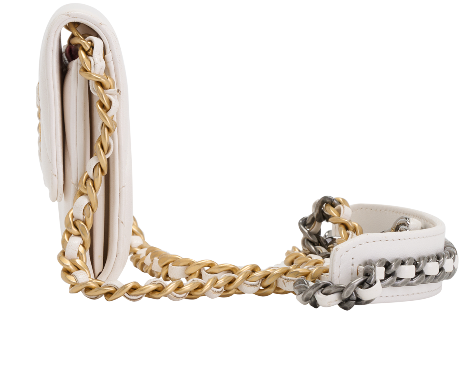 19 Card Holder On Chain, &pound;1,200, Handbags, White, Leather, Bottom view